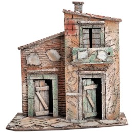 Neapolitan house with balcony and sloping roof cm 26x16x27 h