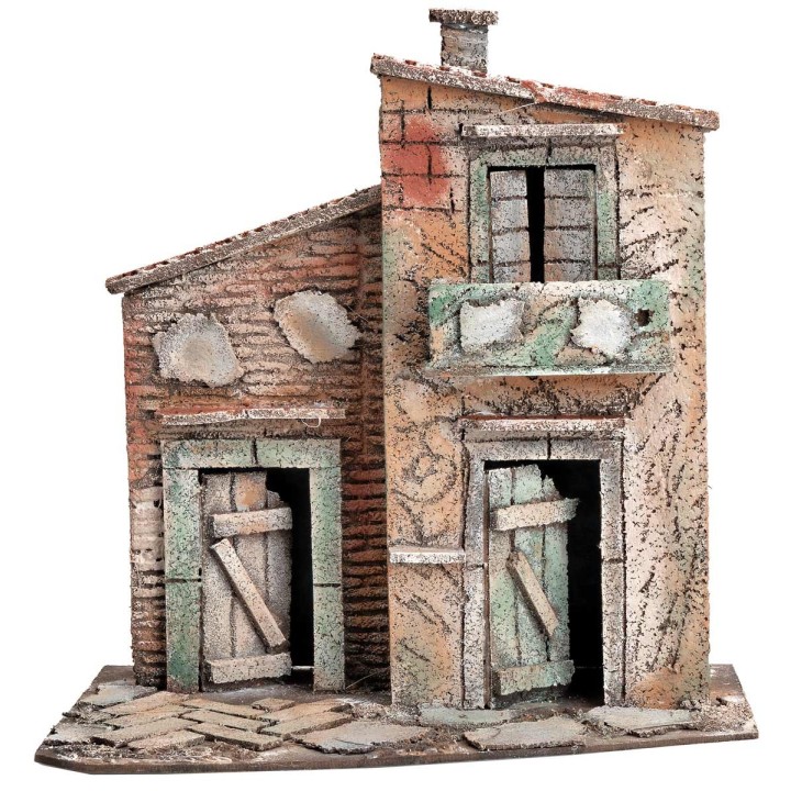 Casa napoletana con balcone e tetto spiovente cm 26x16x27 h