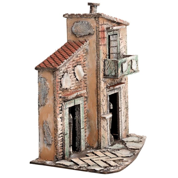 Casa napoletana con balcone e tetto spiovente cm 26x16x27 h