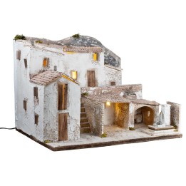 Borgo Illuminato con fontana funzionante cm 65x50x47 h