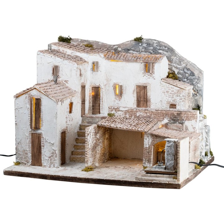Pueblo Iluminado con fuente funcional cm 65x50x47 h