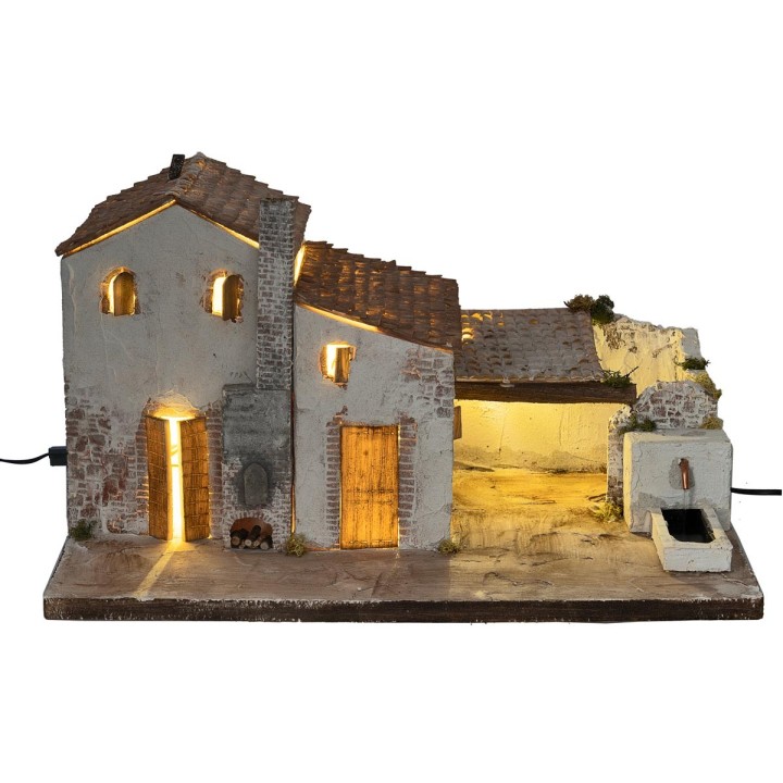 Borgo Illuminato con fontana funzionante cm 60x40x34 h