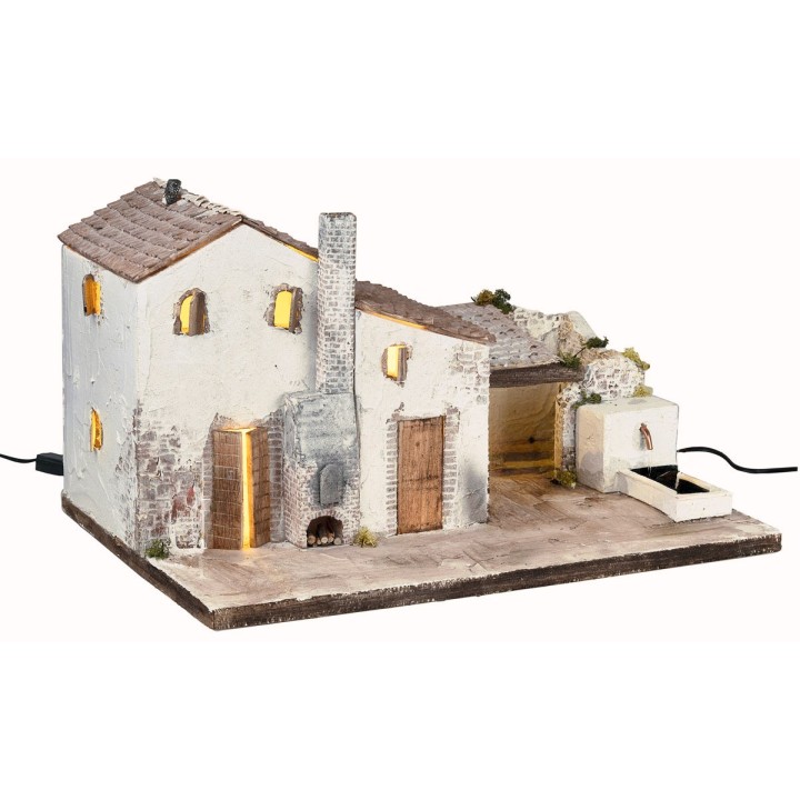 Borgo Illuminato con fontana funzionante cm 60x40x34 h