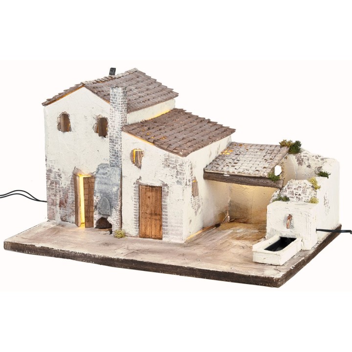 Borgo Illuminato con fontana funzionante cm 60x40x34 h