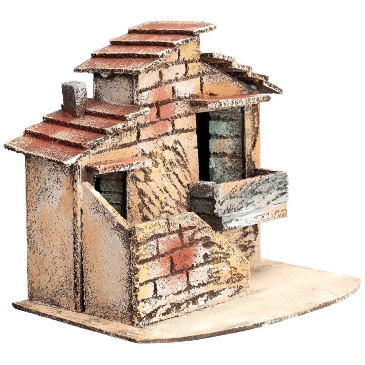Neapolitan house with external staircase cm 17x13x14.5 h