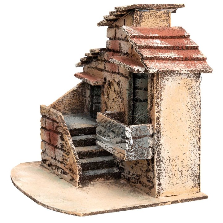 Neapolitan house with external staircase cm 17x13x14.5 h