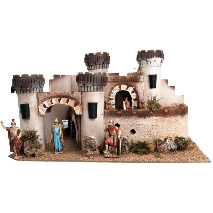 Castillo con cuatro torres almenadas cm 40,5x23x23,5 h