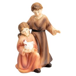 Children with hen series 12 cm in resin