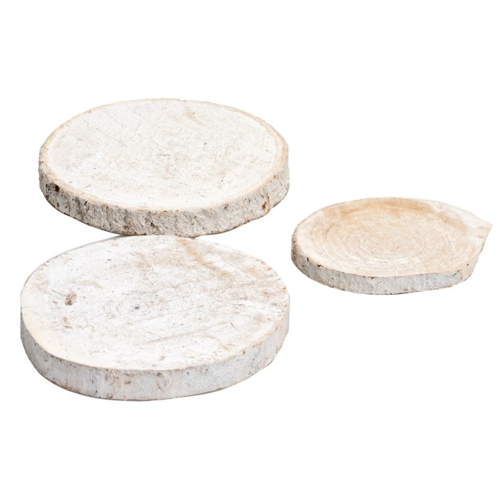Set de tres bases en madera blanqueada cm 1,2x9,5 h