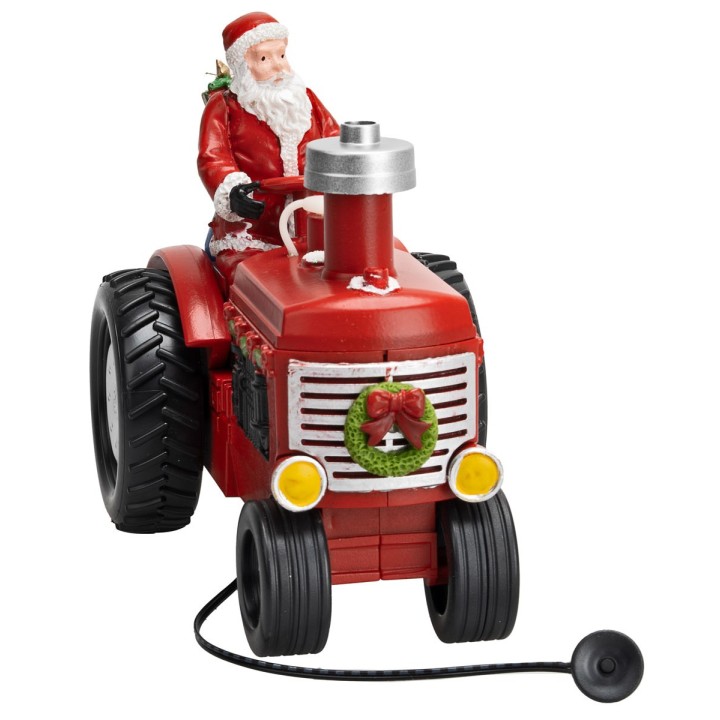 Babbo Natale sul trattore con pacchi regali completa di luce e