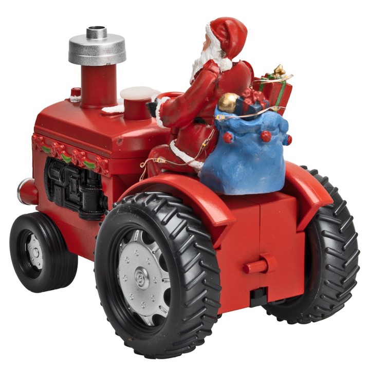 Babbo Natale sul trattore con pacchi regali completa di luce e