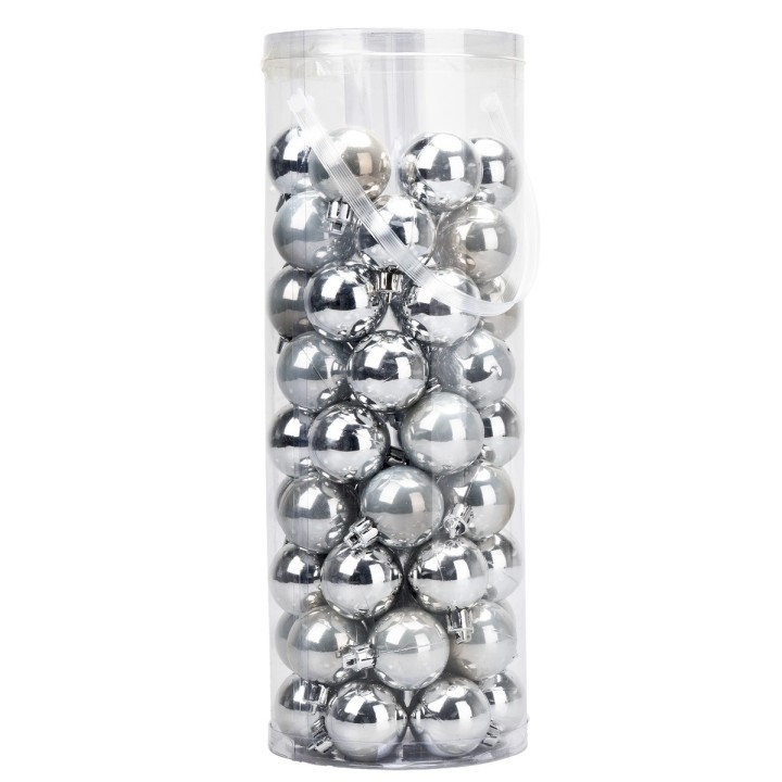 Set 54 palline d'argento ø 3,8 cm per albero di Natale