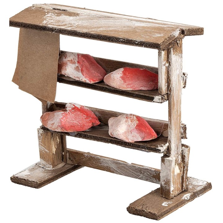 Estante de madera con carne cm 10,3x5,7x10,2 h