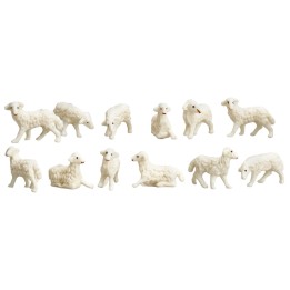 Set 12 ovejas en pvc serie Euromarchi para estatuas de 4 cm