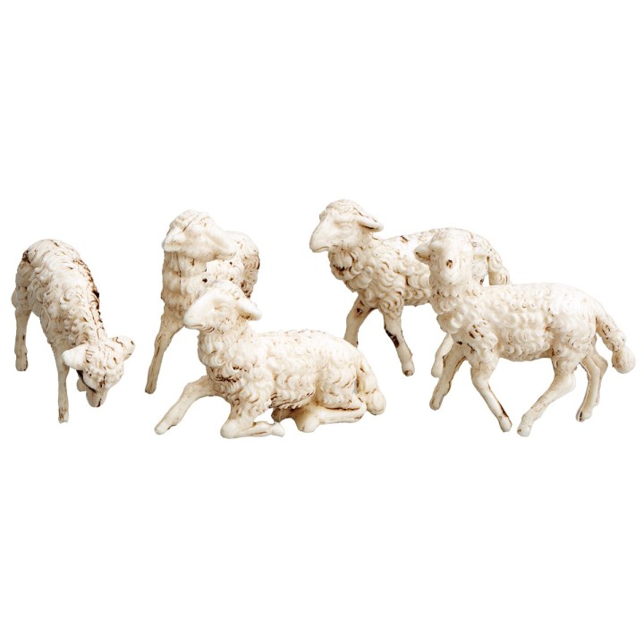 Set 5 ovejas en pvc serie Euromarchi para estatuas de 10 cm