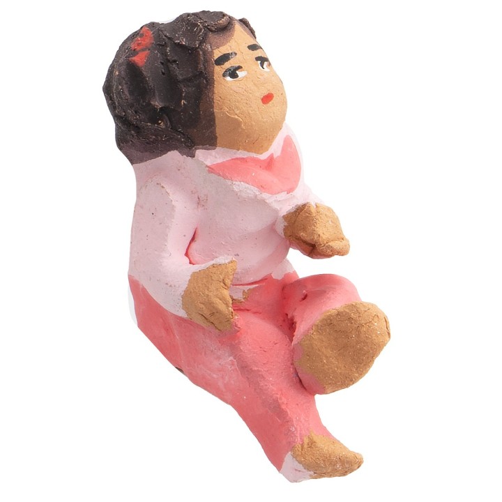 Seated terracotta girl with pink coloring 3.6 cm