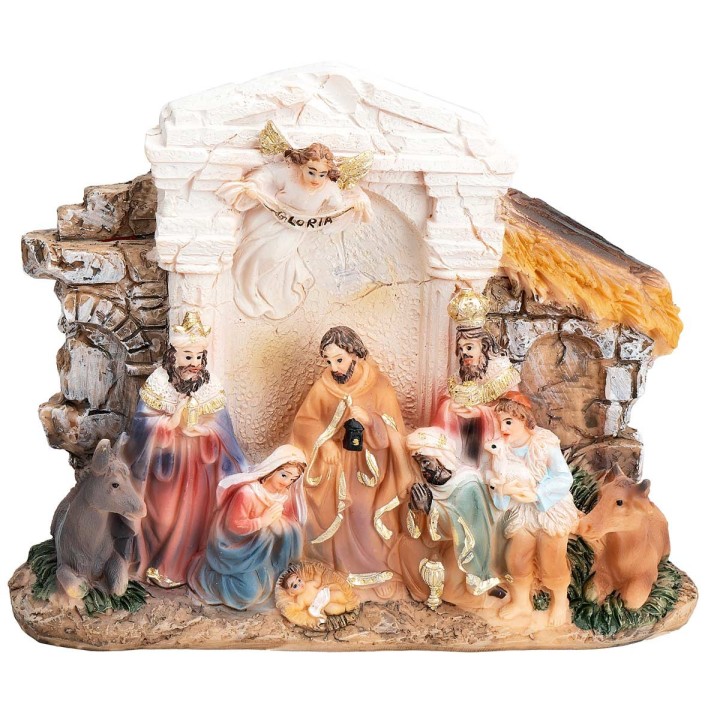 Nativity in resin block 15x4x12