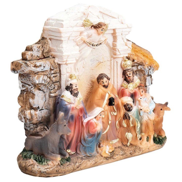 Natividad en resina en bloque 15x4x12