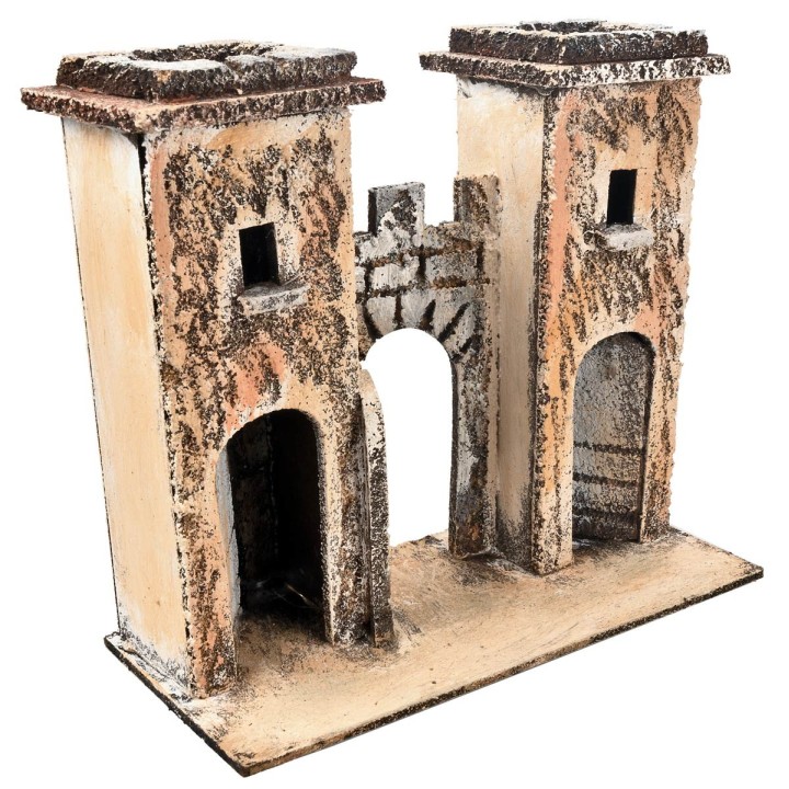 Neapolitan fortified arch with towers cm 16.7x7.5x15 h