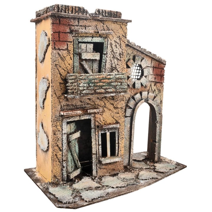 Casa napolitana con balcón y arco lateral cm 25,3x16x26 h