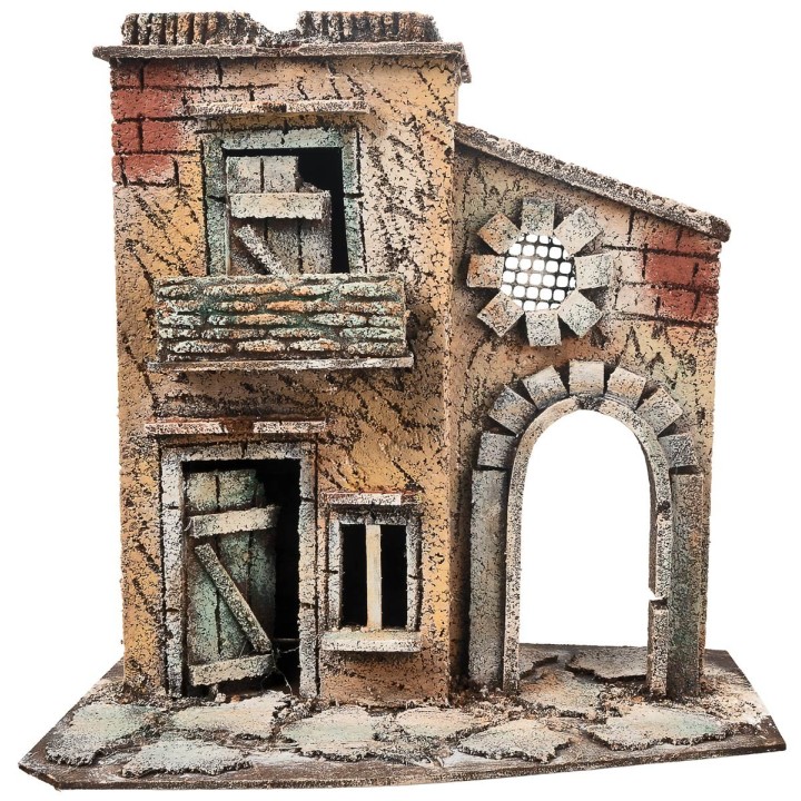Neapolitan house with balcony and side arch cm 25.3x16x26 h