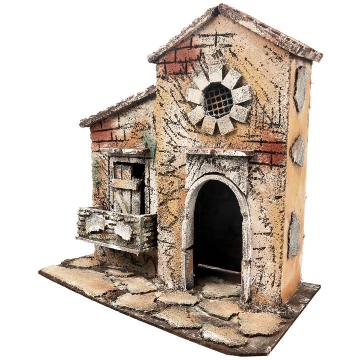 Neapolitan house with circular window cm 26x16.2x24.5 h