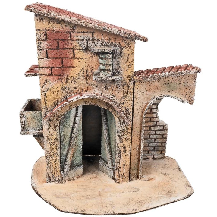 Neapolitan house with portico cm 25.5x16.2x26.5 h