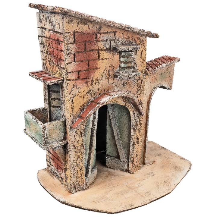 Neapolitan house with portico cm 25.5x16.2x26.5 h