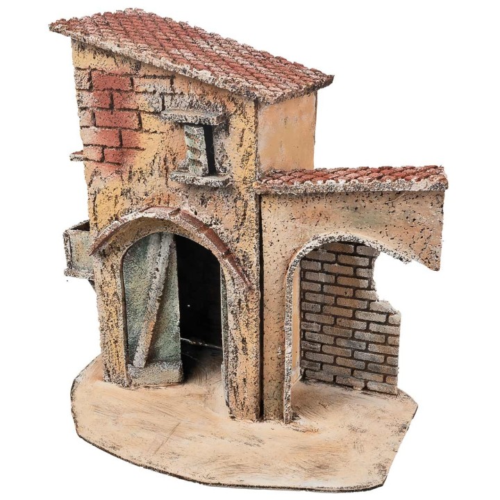 Neapolitan house with portico cm 25.5x16.2x26.5 h