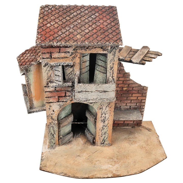 Casa napoletana con muro danneggiato cm 25x16,2x27 h
