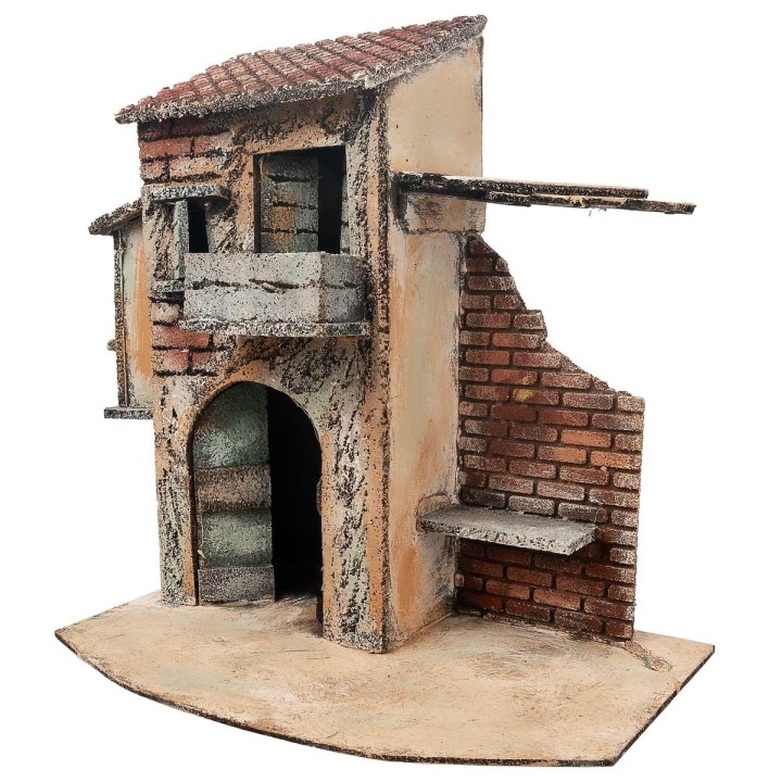 Casa napoletana con muro danneggiato cm 25x16,2x27 h