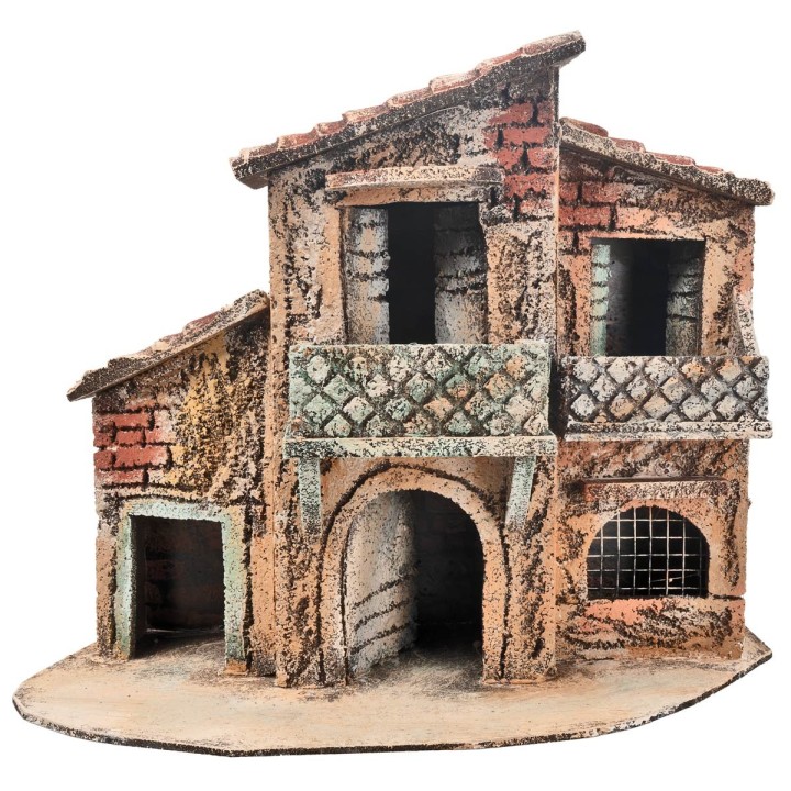 Two-story Neapolitan house with grate cm 28x13x23 h