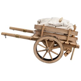 Wooden cart with fabric sacks cm 16x10x8 h