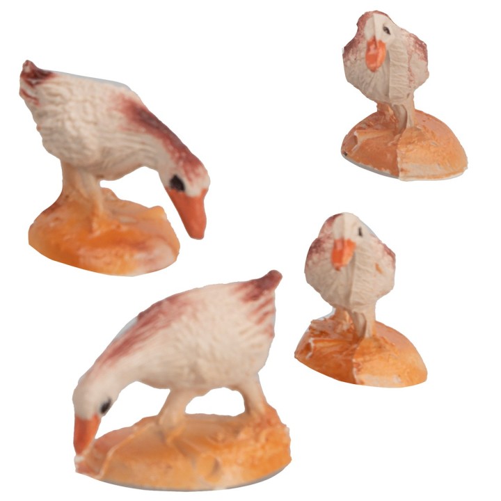 Set de 4 gansos de PVC para estatuas de 6-8 cm