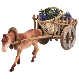 Caballo con carro y cestas de lavanda