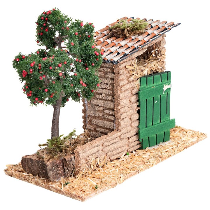 Jardín con cobertizo y manzano cm 17,5x8,5x13 h