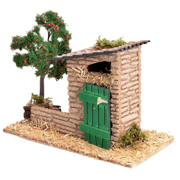 Jardín con cobertizo y manzano cm 17,5x8,5x13 h