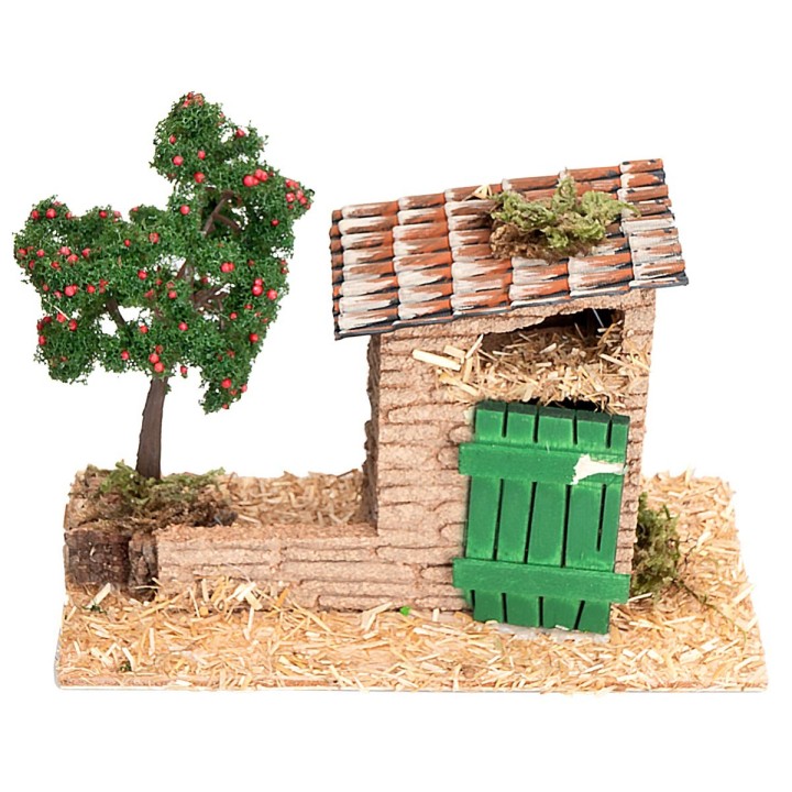 Jardín con cobertizo y manzano cm 17,5x8,5x13 h