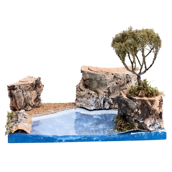 Paesaggio marino con isolotto cm 19x14,5x13 h