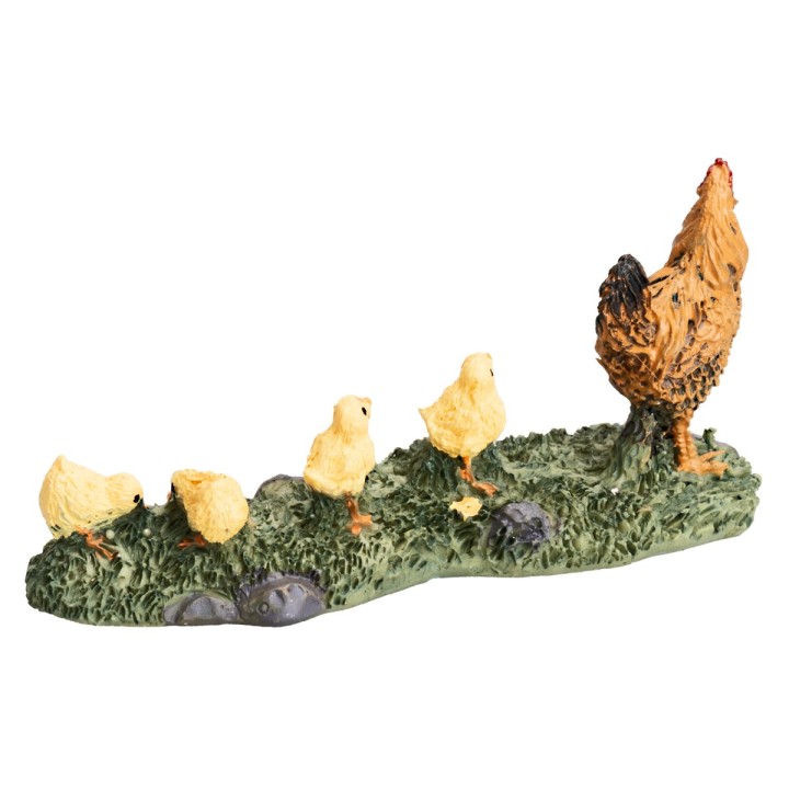 Gallina con pollitos en resina cm 9x2,8x4 h