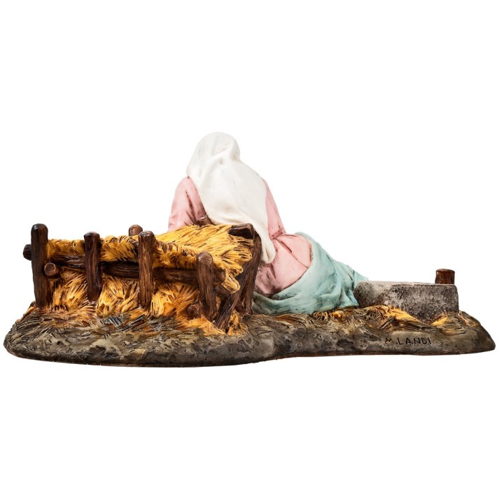Maria lying with baby 15 cm in resin Landi Moranduzzo