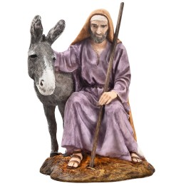 St. Joseph with donkey 15 cm in Landi Moranduzzo resin