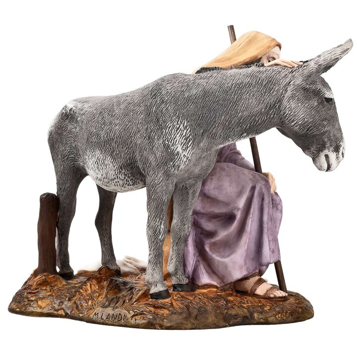 St. Joseph with donkey 15 cm in Landi Moranduzzo resin