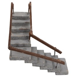 Escalera angular de madera con pasamanos de 14 cm de altura