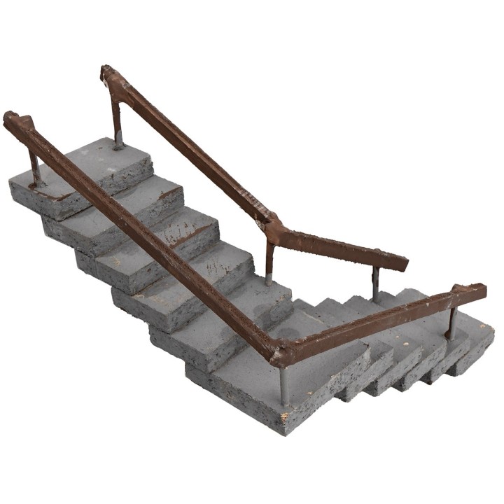 Escalera angular de madera con pasamanos de 14 cm de altura