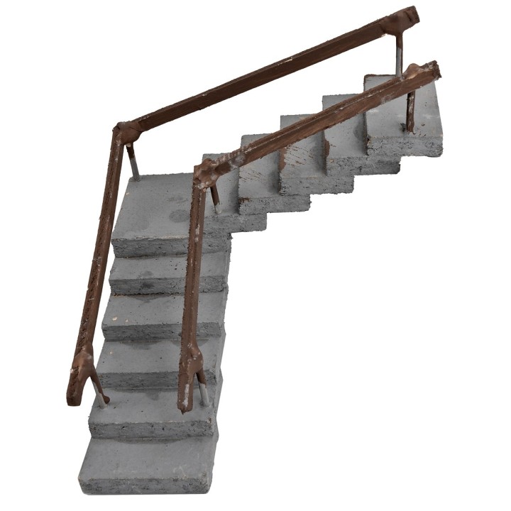 Escalera angular de madera con pasamanos de 14 cm de altura