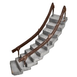 Curved staircase with handrail facing left h 13.5 cm