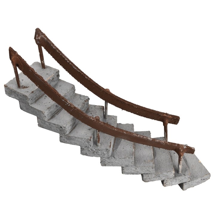 Curved staircase with handrail facing right h 13.5 cm