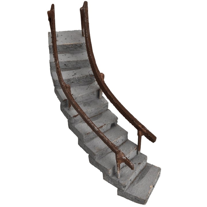 Curved staircase with handrail facing right h 13.5 cm