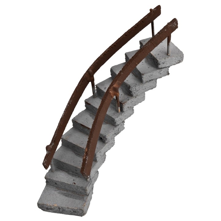 Curved staircase with handrail facing right h 13.5 cm